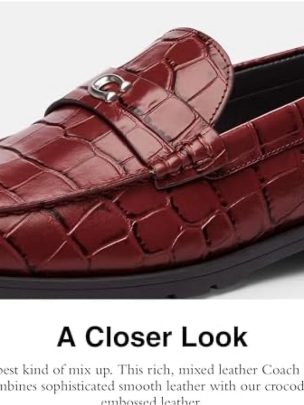 Coach Women’s Jocelyn loafer Burgundy Croc-Embossed Slip-On - Picture 6 of 9